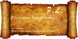 Piringer Loránd névjegykártya